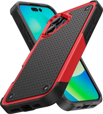 Produktbild von Für iPhone 17 Hülle Militärqualität Stoßfest Hybrid 2 in 1 Hart PC Weich TPU Handyhülle Rot Schwarz