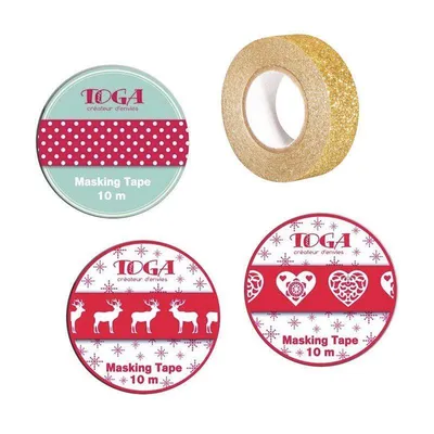 Produktbild von 4 Washi Tape Weihnacht Rot, Weiß & Golden