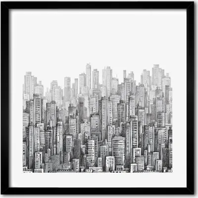 Produktbild von Bild - 50 cm x 50 cm - MDF - Rahmen, Wandkunst - Wolkenkratzer