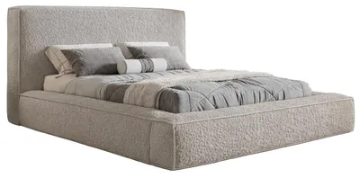 Produktbild von Doppelbett 160 x 200 Karano Bouclé mit Dicker Schaum - Polsterbett 160x200 cm, Bettkasten, Lattenrost - Bouclé Hellgrau