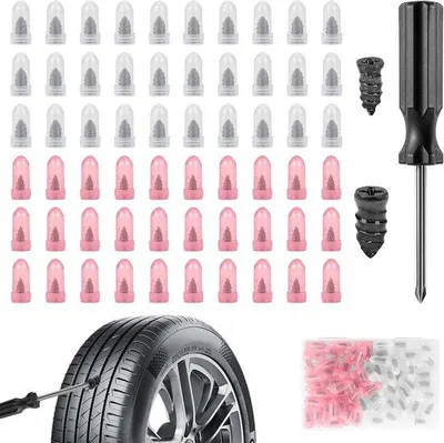 Productafbeelding van Banden Reparatie Set - Lekke Band Hulpmiddel - Noodreparatie Onderweg - Sterke Slijtvastheid - 60 Stuks - Zwart