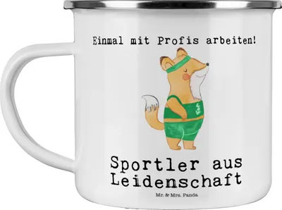 Produktbild von Mr. & Mrs. Panda Teetasse Sportler Leidenschaft - Weiß - Geschenk, becher emaille, Teebecher, Pott, Tasse, Haferl