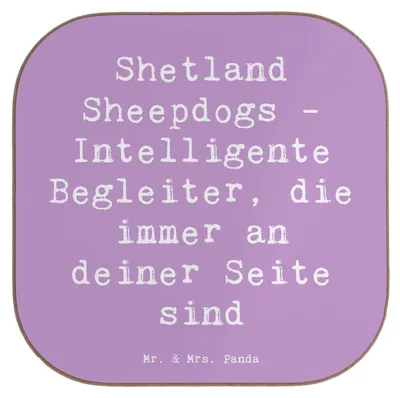 Produktbild von Mr. & Mrs. Panda Untersetzer Tasse Spruch Shetland Sheepdog Freund - Lavendeltraum - Geschenk, Hundesport, treuer Begleiter, Holzuntersetzer, Hunderassen Charakter, Glas