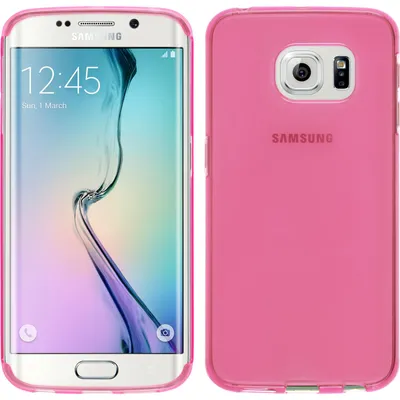 Produktbild von PhoneNatic Case kompatibel mit Samsung Galaxy S6 Edge - rosa Silikon Hülle transparent + flexible Folie