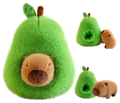 Produktbild von Wasserschwein Kuscheltier Kissen Plüschtier - 35 cm - Zwei-in-eins - Kurzflor - Avocado