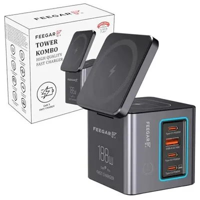 Zdjęcie produktu dla Ładowarka sieciowa 188W GAN3 USB c 6 portów do laptopa smartfona