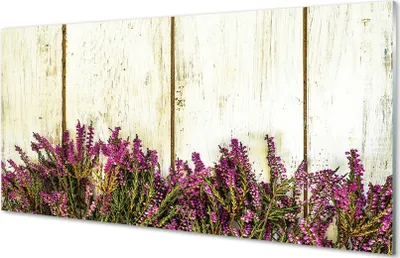 Produktbild von Glasbilder 100x50 Wandkunst Lila Blüten Bretter