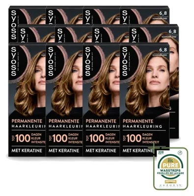 Productafbeelding van 12 x SYOSS Permanente Haarkleur 6-8 Donkerblond met Keratineformule - Voorraadverpakking - 12 stuks