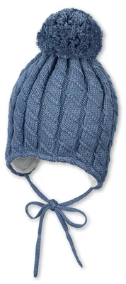 Produktbild von Sterntaler Baby - Jungen Mütze Baby Bommelstrickmütze Zopfmuster, Mittelblau, 45