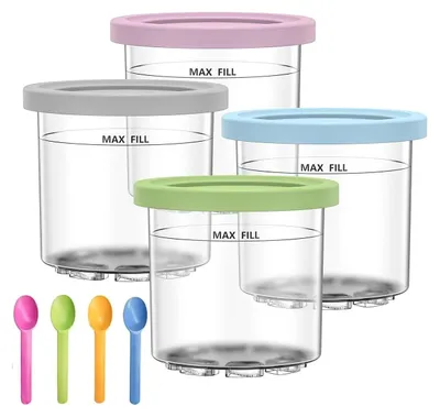 Produktbild von 4er-Pack Eiscremebehälter für Ninja Creami NC300 Serie Eiscremebehälter für Ninja Eismaschinen mit Deckel Eisbehälter Wiederverwendbarer Creami Eimer BPA-frei Eisbecher Spülmaschinenfest
