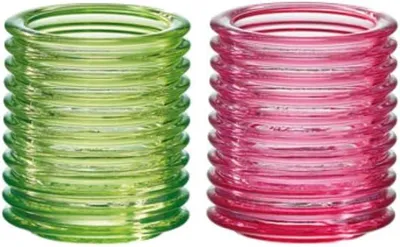 Image de Support-bougie "Buzz" en kiwi et en framboise (lot de deux)