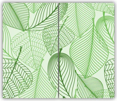 Produktbild von Tulup Glas-Herdabdeckplatte - 2x30x52cm - Glaskeramikkochfeld-Abdeckung Spritzschutz Zweiteilig Blätter Muster