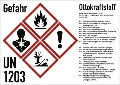 Produktbild von Dreifke® Gefahrstoffkennzeichnung Ottokraftstoff nach GHS, Folie, 148x105 mm,...