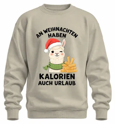 Produktbild von An Weihnachten Haben Kalorien Urlaub Alpaka Lama Nudeln Sweatshirt Pullover, Natur, L