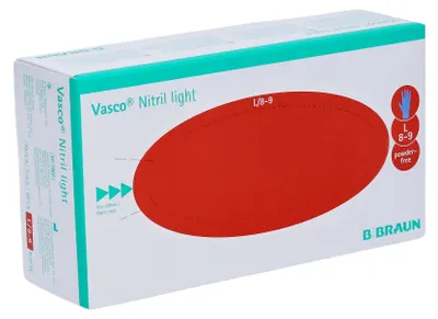 Produktbild von B. Braun Vasco® Nitril light Untersuchungshandschuhe - L / Blau | Packung (100 Stück) - B00E687T56