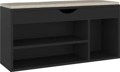 Produktbild von vidaXL Schuhbank mit Kissen Schwarz 104x30x49 cm Holzwerkstoff