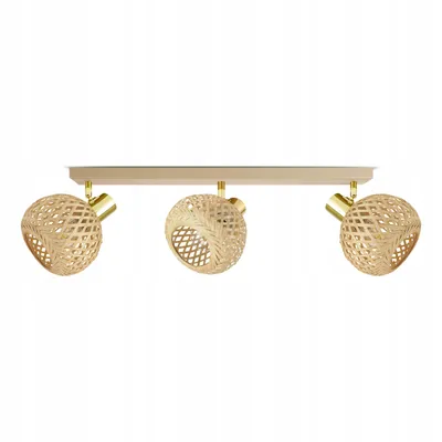 Produktbild von Luxolar LED Deckenlampe 3-flammig E27 Rattan Boho Beige/Grau - Verstellbar Schwenkbar Deckenleuchte für Wohnzimmer, Esszimmer