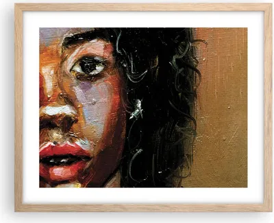 Produktbild von Gerahmtes Poster - Rahmen in heller Eiche - Pastos Porträt afrikanisch - 50x40 cm - Wand Bild - Wanddeko - Wandbilder - Kunstposter - Wandposter - Bilderrahmen - Bilder - Kunstdruck - P2NAA50x40-4674