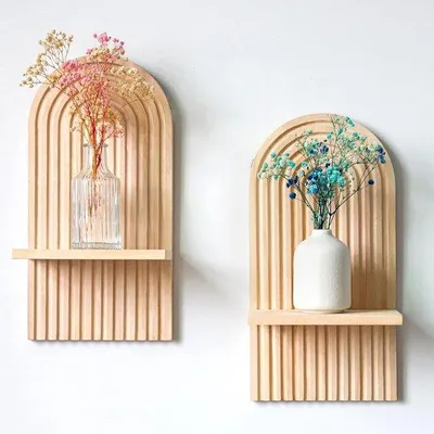 Productafbeelding van Regenboogvormige houten wandplanken, set van 2