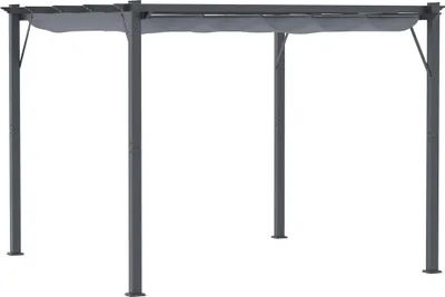 Produktbild von Pergola Pavillon Terrassenüberdachung mit Schiebedach Garten Alu Kohlegrau+Dunkelgrau 3x3x2,23 m