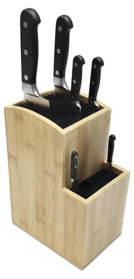 Immagine prodotto di Portacoltelli in bambù - Senza coltelli - 25,5 x 11,5 x 18 cm - Due ripiani - Naturale e nero