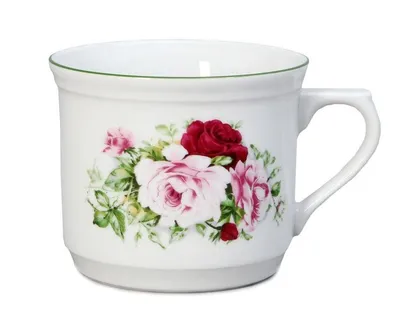 Produktbild von Thun 1794 Großer Becher Kocher, rosa - grüner Rand, 0,63 l, Thun