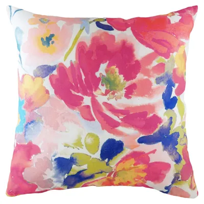 Kissen mit Blumenmuster, Polyester, 43 x 43 cm, mehrfarbig