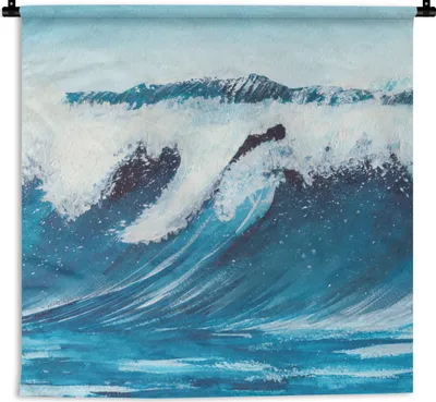 Produktbild von MuchoWow® Wandteppich Wandbehang Golf - Meer - Aquarell 150x150 cm Tapisserie Dekoration Wandtuch - Wohnaccessoires - Modernes