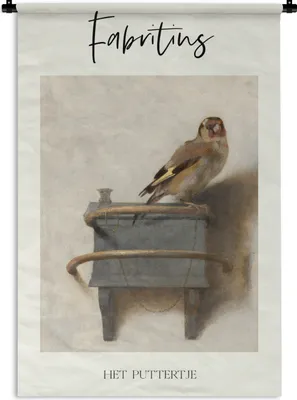 Produktbild von MuchoWow® Wandteppich Wandbehang Alte Meister - Der Stieglitz - Carel Fabritius 120x180 cm Tapisserie Dekoration Wandtuch - Schlafzimmer - Dekorationen für das Haus