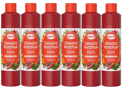 Zdjęcie produktu dla Hela ketchup przyprawowy curry lekko ostry oryginalna przyprawa 800ml 6-pak