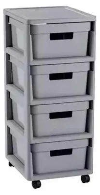 Rollregal CURVER Infinity 4 x 11L hellgrau auf Rollen