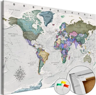 Immagine prodotto di Quadro in tessuto non tessuto di sughero - Destinazioni del mondo (1 parte) Largo 120x80 cm Carte k-A-0380-p-a
