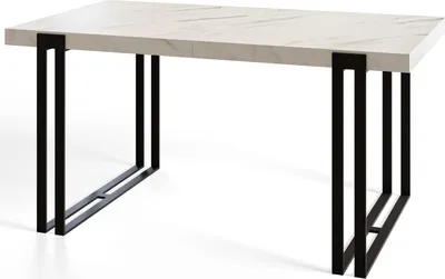 Produktbild von Alpi Moebel, Rechteckiger Esstisch Rosa, Modern Ausziehbarer Tisch 120-220x80x77 cm, Marmur mit Schwarz Metallbeinen