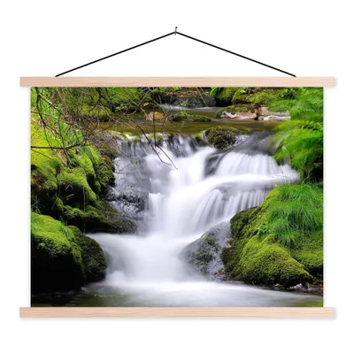 Produktbild von MuchoWow® Textilposter Wasser - Natur - Wasserfall 40x30 cm mit holzfarbenen Rahmen - Bilder