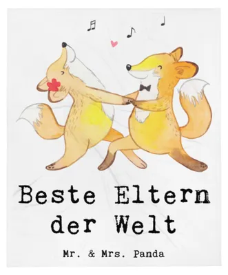 Produktbild von Mr. & Mrs. Panda Decke Fuchs Beste Eltern der Welt - Weiß - Geschenk, Papa, Dankeschön, Wohndecke, Mama, Geschenkidee, Sofaüberwurf, Tagesdecke, Familie, Kuscheldecke