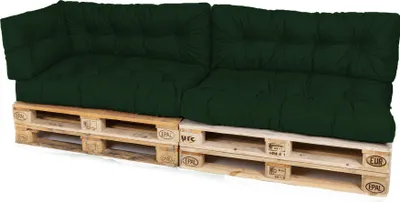 Produktbild von TexDeko Garden Palettenkissen 120x80x18cm wasserabweisend gesteppt Sitzauflage für Europaletten, UV-beständig (5-TLG Set, Dunkelgrün)