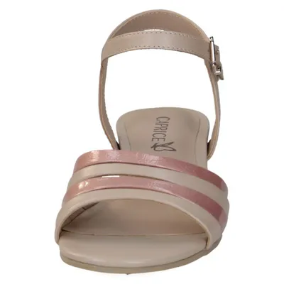 Produktbild von Caprice Damen Sandalette Schnalle Leder kleiner Blockabsatz 9-28206-44, Größe:38.5 EU, Farbe:Beige