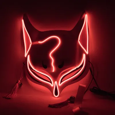 Zdjęcie produktu dla Led Fox Drift Mask, Halloween Led Mask, Led Mask na Halloween, Led Fox Mask, Led Fox Mask na imprezy maskaradowe