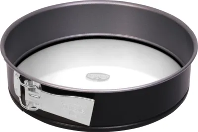 Produktbild von Dr. Oetker Springform Ø 26 cm BACK-IDEE KREATIV, Backform mit schnitt- & kratzfestem Glas-Boden, runde Kuchenform mit Antihaftbeschichtung (Farbe: Grau/Schwarz)