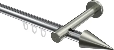 Produktbild von Interdeco Innenlaufstange / Gardinenstange mit Innenlauf Chrom / Edelstahl-Optik, Typ Prestige Savio (Kegel), 20 mm Ø 1-läufig, 420 cm