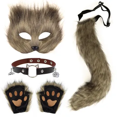 Produktbild von Solidchoice – Fuchskostüm-Set mit Fuchsohren und Handschuhen für Cosplay