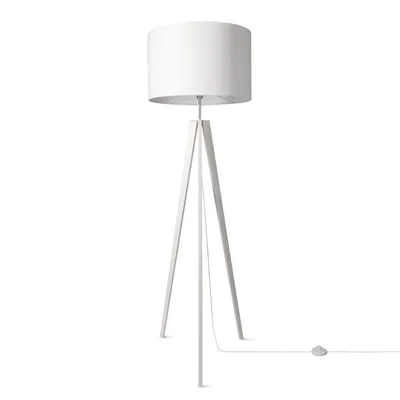 Produktbild von Tischleuchte Dreibein Nachttischlampe Stehlampe E27 Stoff Lampenschirm Uni