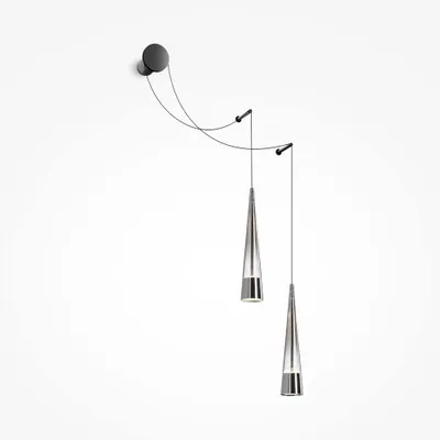 Image de Applique LED, métal verre, chrome H 228,9 cm