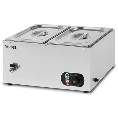 Produktbild von VERTES Speisenwärmer Buffetwärmer Wärmebehälter Für Speisen Elektrisch 1500W aus Edelstahl (Inkl 2X 1/2 GN Behälter mit Deckel für 2X 10L)