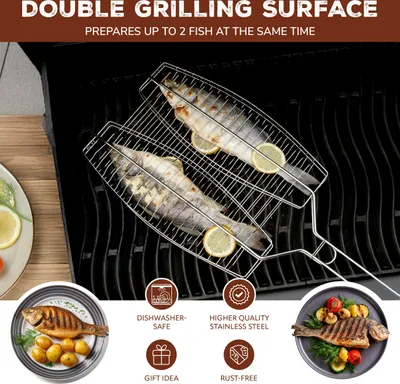 Obrázek produktu pro bremermann Fischgriller 2fach / Edelstahl / ca. 65 x 26,5 cm / Fischbräter