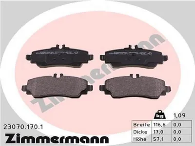 Produktbild von Zimmermann Bremsbeläge vorne für Mercedes A-Kalsse W168