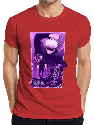 Produktbild von Gojo Satoru Jujutsu Kaisen weißes Haar Anime Ästhetik Geschenk Herren T-Shirt, Rot, S