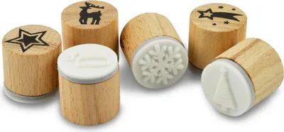 Produktbild von Meyco Holz Stempelset 6tlg "Weihnachten" - ø 25mm