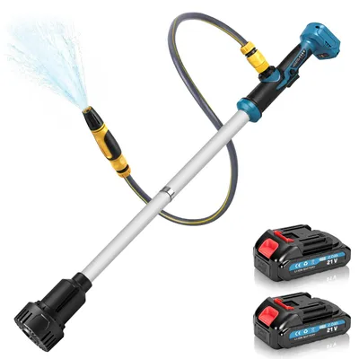 Produktbild von 3000 L/h Akku Regenfasspumpe mit 2×2.0Ah Akku & Gartensprühdüse Kabellose Stab-Transferpumpe Elektro Wasserpumpe für Pool/Garten/Teich/Wohnmobil/Boot