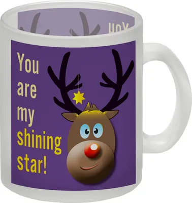 Produktbild von Weihnachten Glas Tasse mit Rentier Motiv in Lila